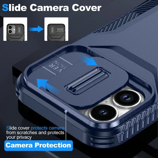 Apple iPhone 17 Hoesje Camera Slider Back Cover Schokbestendig Blauw afbeelding 5