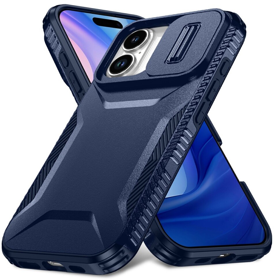 Apple iPhone 17 Hoesje Camera Slider Back Cover Schokbestendig Blauw afbeelding 1