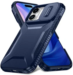 Apple iPhone 17 Hoesje Camera Slider Back Cover Schokbestendig Blauw afbeelding