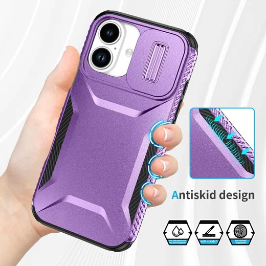 Apple iPhone 17 Hoesje Camera Slider Back Cover Schokbestendig Paars afbeelding 6