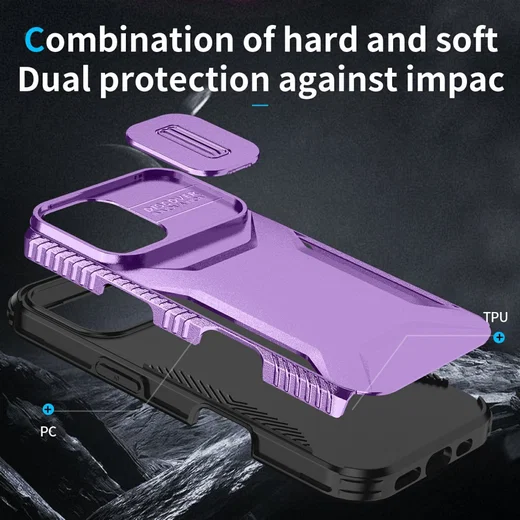 Apple iPhone 17 Hoesje Camera Slider Back Cover Schokbestendig Paars afbeelding 9