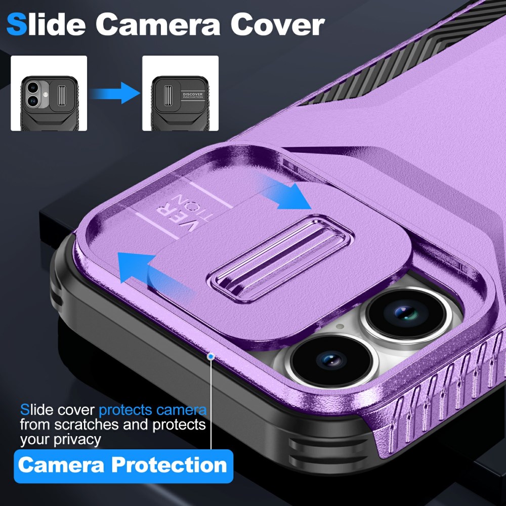 Apple iPhone 17 Hoesje Camera Slider Back Cover Schokbestendig Paars afbeelding 5