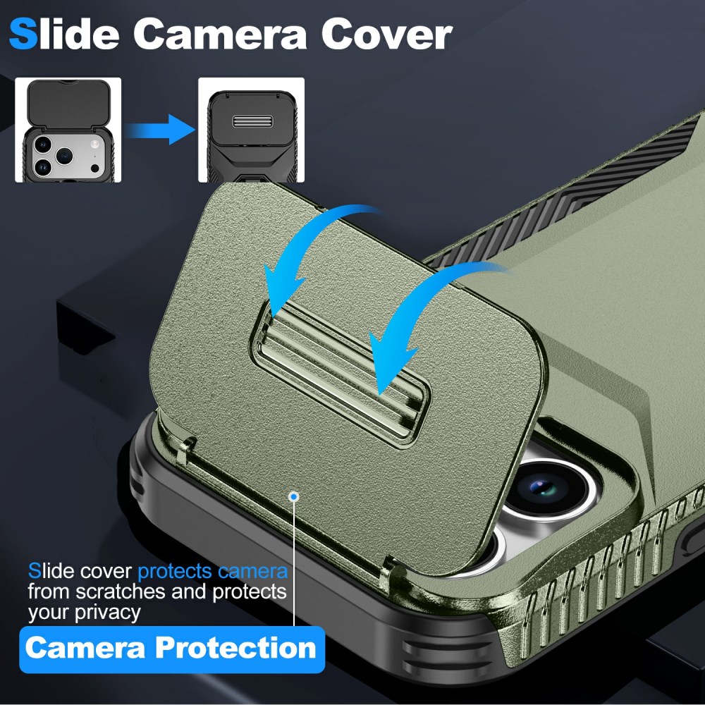 Apple iPhone 17 Pro Hoesje Camera Slider Back Cover Schokbestendig Groen afbeelding 5