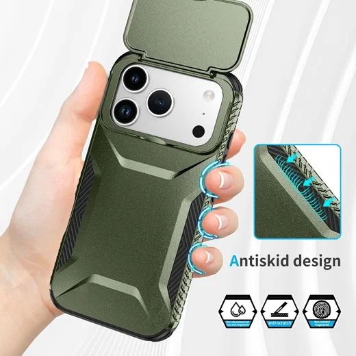 Apple iPhone 17 Pro Hoesje Camera Slider Back Cover Schokbestendig Groen afbeelding 6