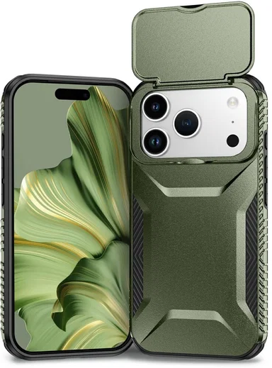 Apple iPhone 17 Pro Hoesje Camera Slider Back Cover Schokbestendig Groen afbeelding 2