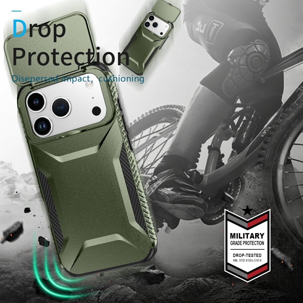 Apple iPhone 17 Pro Hoesje Camera Slider Back Cover Schokbestendig Groen afbeelding 10
