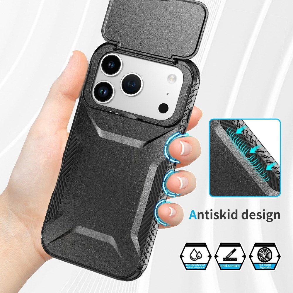 Apple iPhone 17 Pro Hoesje Camera Slider Back Cover Schokbestendig Zwart afbeelding 6