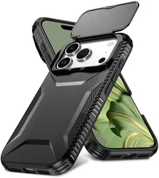 Apple iPhone 17 Pro Hoesje Camera Slider Back Cover Schokbestendig Zwart afbeelding