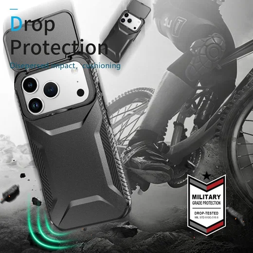 Apple iPhone 17 Pro Hoesje Camera Slider Back Cover Schokbestendig Zwart afbeelding 10