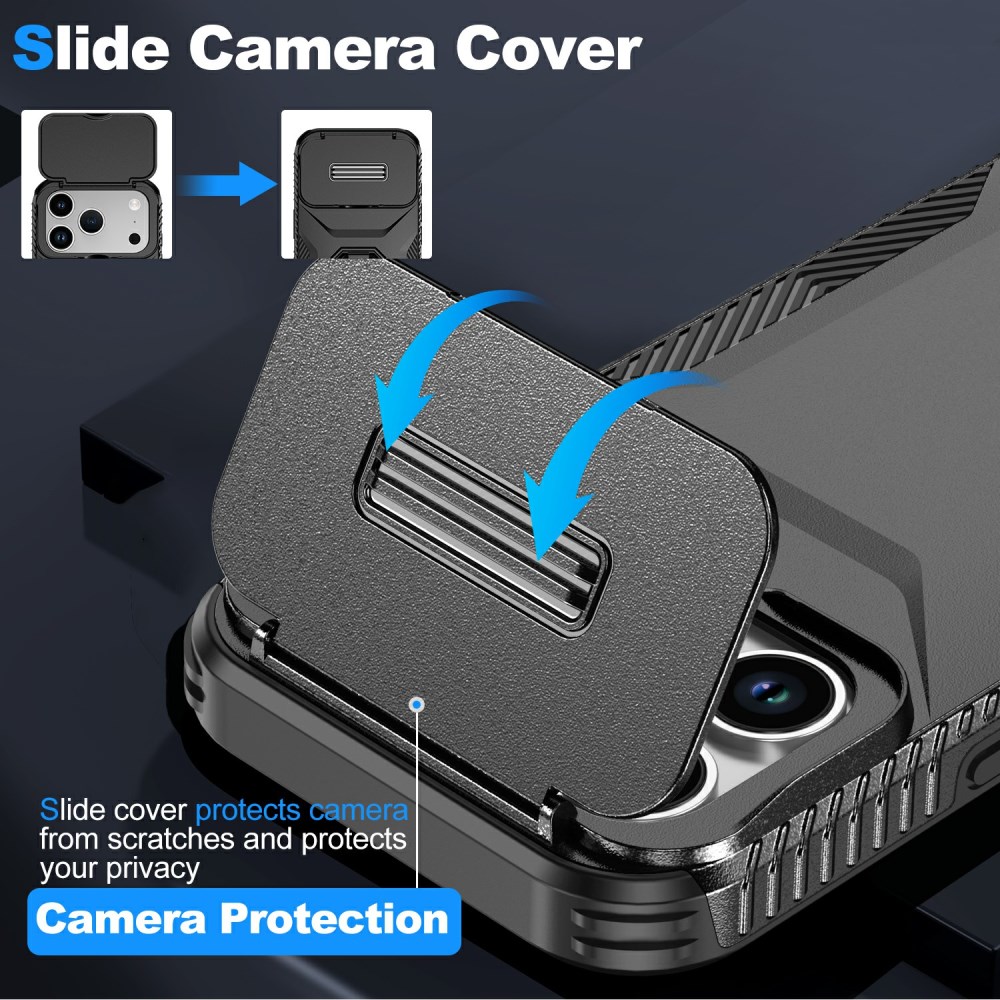 Apple iPhone 17 Pro Hoesje Camera Slider Back Cover Schokbestendig Zwart afbeelding 5
