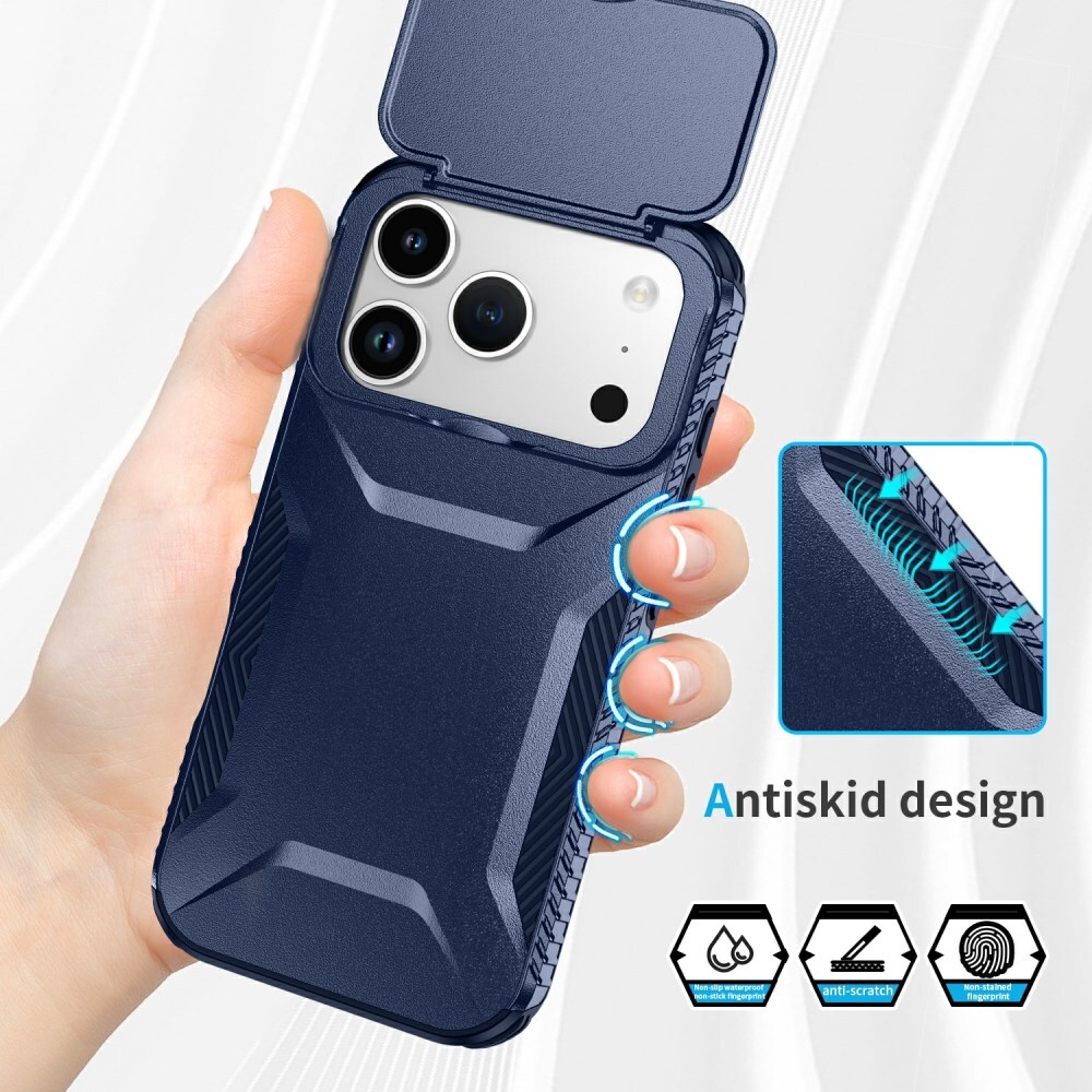 Apple iPhone 17 Pro Hoesje Camera Slider Back Cover Schokbestendig Blauw afbeelding 5