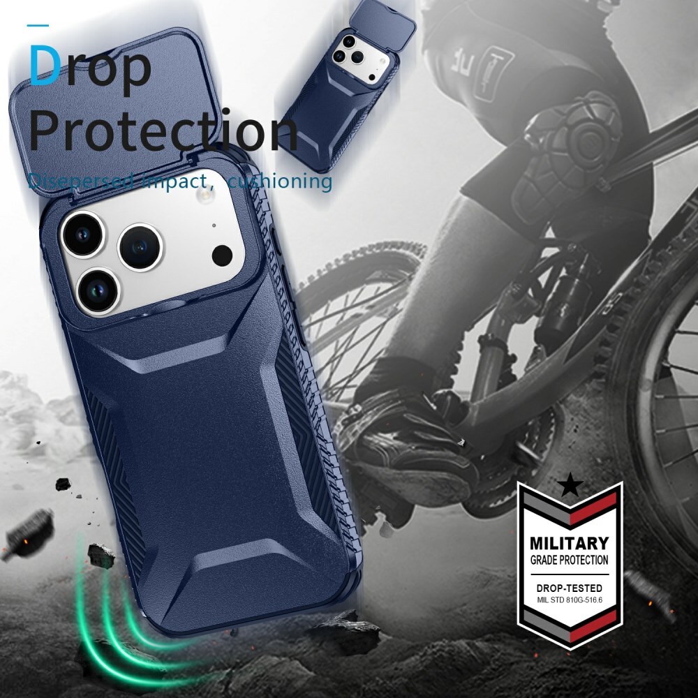 Apple iPhone 17 Pro Hoesje Camera Slider Back Cover Schokbestendig Blauw afbeelding 9