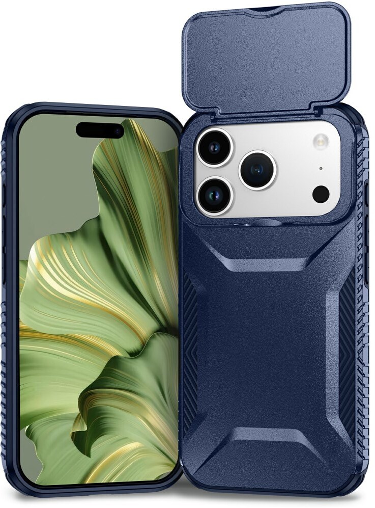 Apple iPhone 17 Pro Hoesje Camera Slider Back Cover Schokbestendig Blauw afbeelding 2