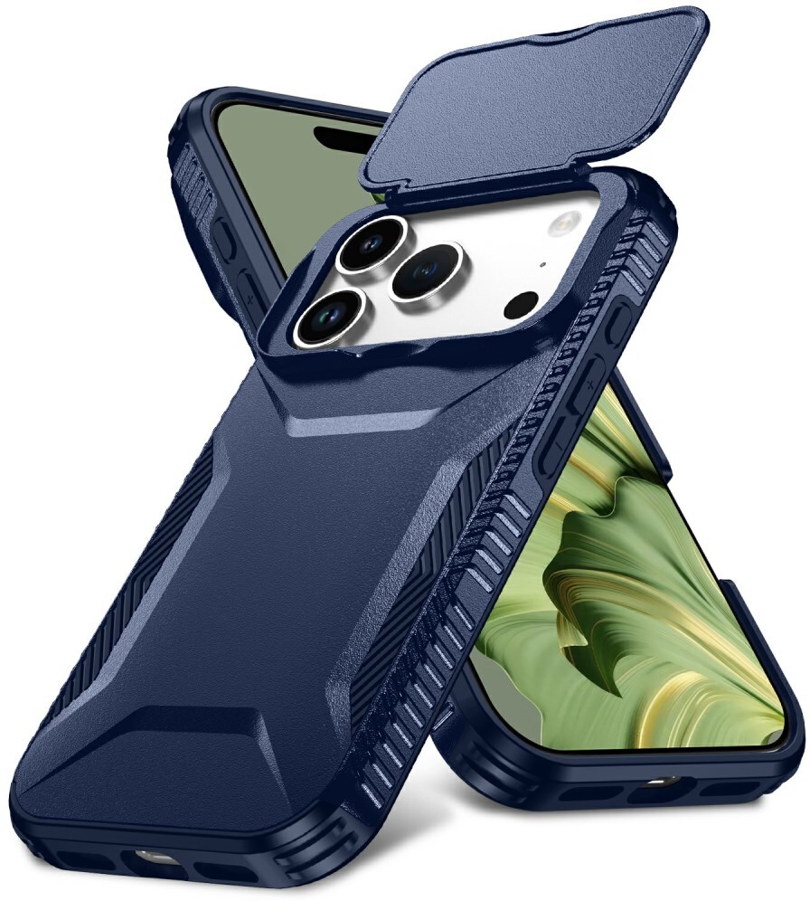 Apple iPhone 17 Pro Hoesje Camera Slider Back Cover Schokbestendig Blauw afbeelding 1