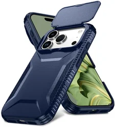 Apple iPhone 17 Pro Hoesje Camera Slider Back Cover Schokbestendig Blauw afbeelding