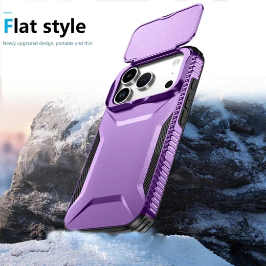 Apple iPhone 17 Pro Hoesje Camera Slider Back Cover Schokbestendig Paars afbeelding 8