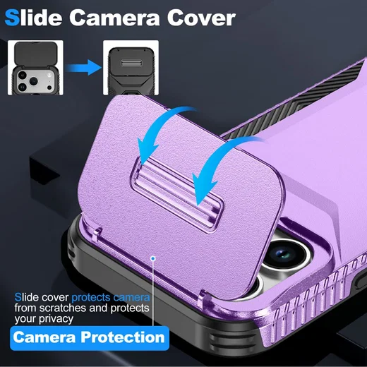 Apple iPhone 17 Pro Hoesje Camera Slider Back Cover Schokbestendig Paars afbeelding 5