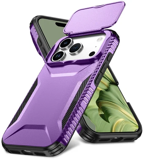 Apple iPhone 17 Pro Hoesje Camera Slider Back Cover Schokbestendig Paars afbeelding 1