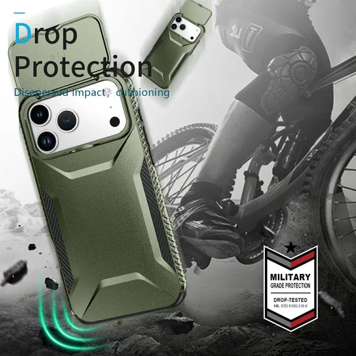 Apple iPhone 17 Pro Max Hoesje Camera Slider Back Cover Schokbestendig Groen afbeelding 10