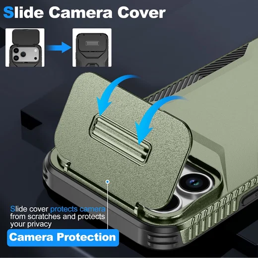 Apple iPhone 17 Pro Max Hoesje Camera Slider Back Cover Schokbestendig Groen afbeelding 5