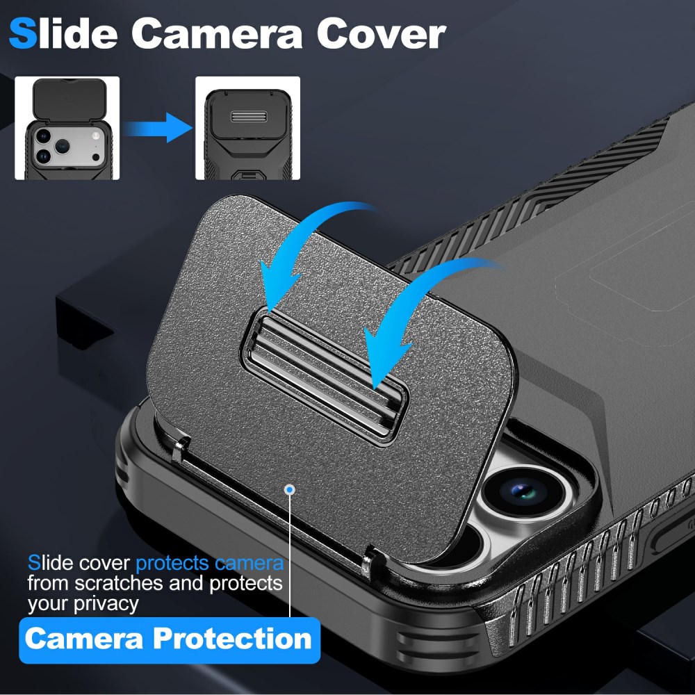 Apple iPhone 17 Pro Max Hoesje Camera Slider Back Cover Schokbestendig Zwart afbeelding 5