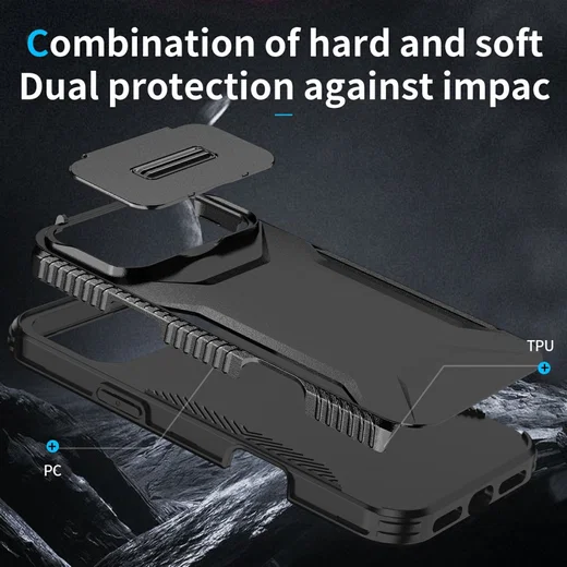 Apple iPhone 17 Pro Max Hoesje Camera Slider Back Cover Schokbestendig Zwart afbeelding 9