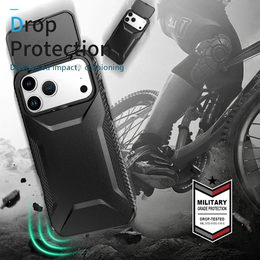 Apple iPhone 17 Pro Max Hoesje Camera Slider Back Cover Schokbestendig Zwart afbeelding 10