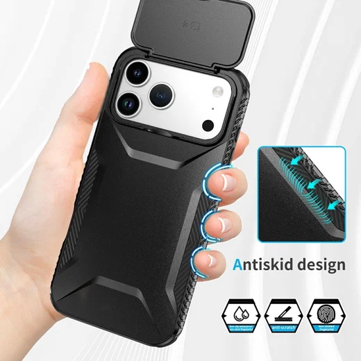 Apple iPhone 17 Pro Max Hoesje Camera Slider Back Cover Schokbestendig Zwart afbeelding 6