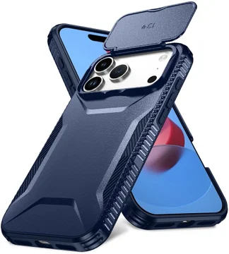 Apple iPhone 17 Pro Max Hoesje Camera Slider Back Cover Schokbestendig Blauw