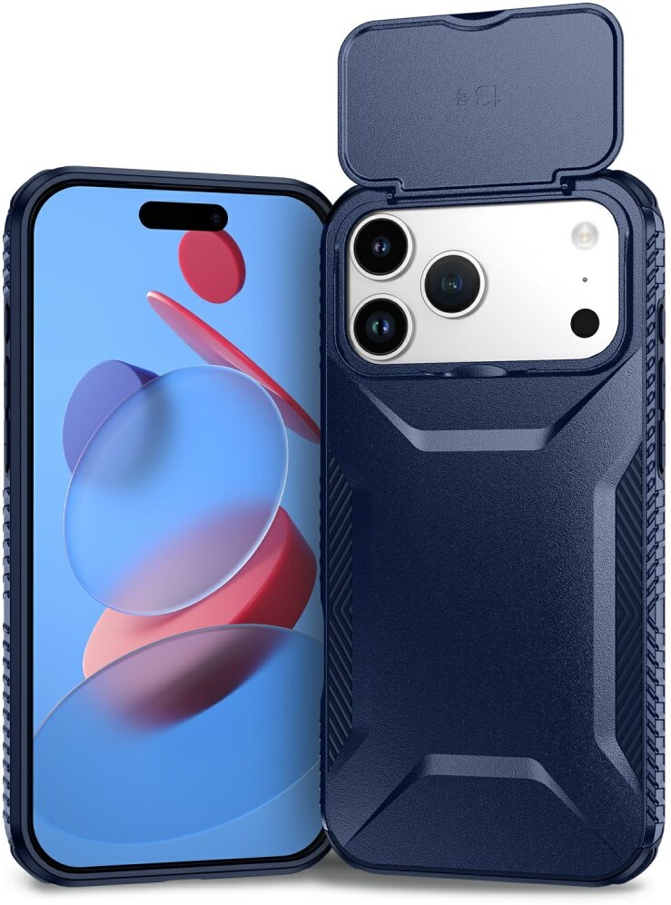 Apple iPhone 17 Pro Max Hoesje Camera Slider Back Cover Schokbestendig Blauw afbeelding 2