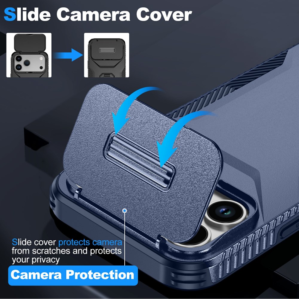 Apple iPhone 17 Pro Max Hoesje Camera Slider Back Cover Schokbestendig Blauw afbeelding 5