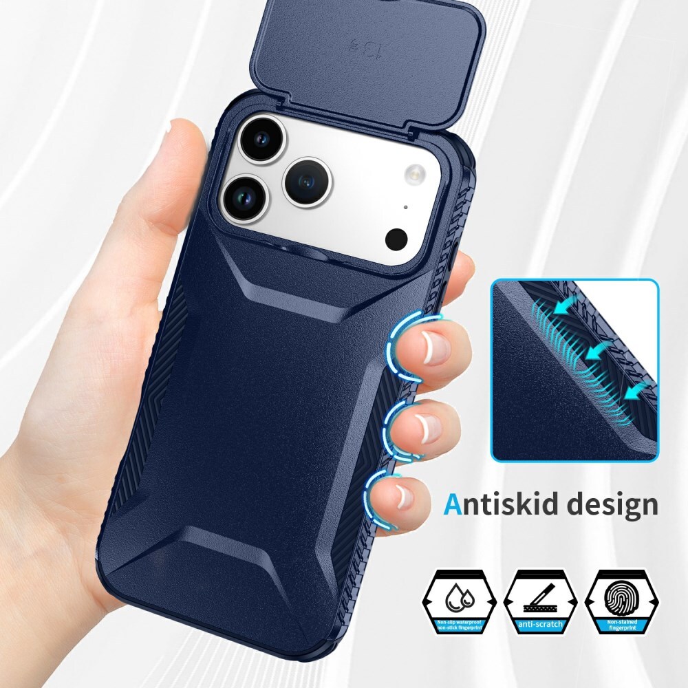 Apple iPhone 17 Pro Max Hoesje Camera Slider Back Cover Schokbestendig Blauw afbeelding 6
