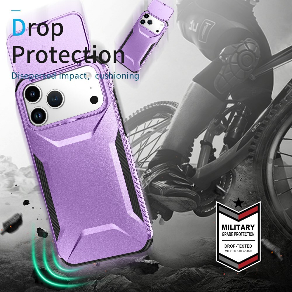 Apple iPhone 17 Pro Max Hoesje Camera Slider Back Cover Schokbestendig Paars afbeelding 9