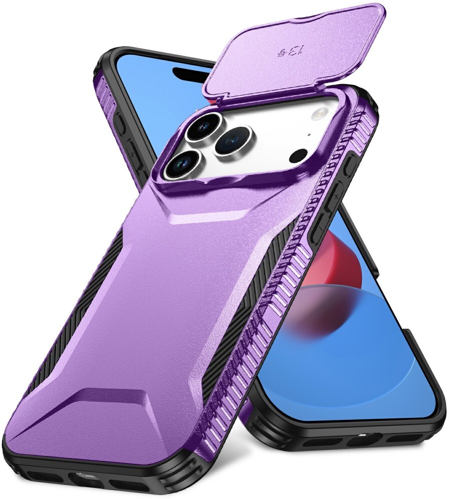Apple iPhone 17 Pro Max Hoesje Camera Slider Back Cover Schokbestendig Paars afbeelding 1