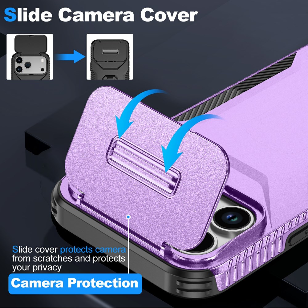 Apple iPhone 17 Pro Max Hoesje Camera Slider Back Cover Schokbestendig Paars afbeelding 3