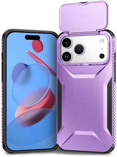 Apple iPhone 17 Pro Max Hoesje Camera Slider Back Cover Schokbestendig Paars afbeelding 2