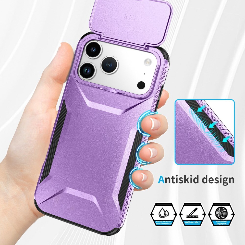 Apple iPhone 17 Pro Max Hoesje Camera Slider Back Cover Schokbestendig Paars afbeelding 5