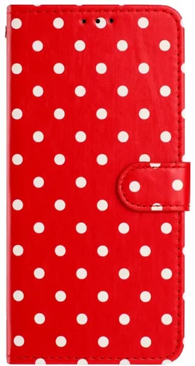 Apple iPhone 17 Hoesje Portemonnee Book Case Polka Dot Rood afbeelding 10