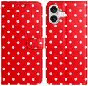 Apple iPhone 17 Hoesje Portemonnee Book Case Polka Dot Rood