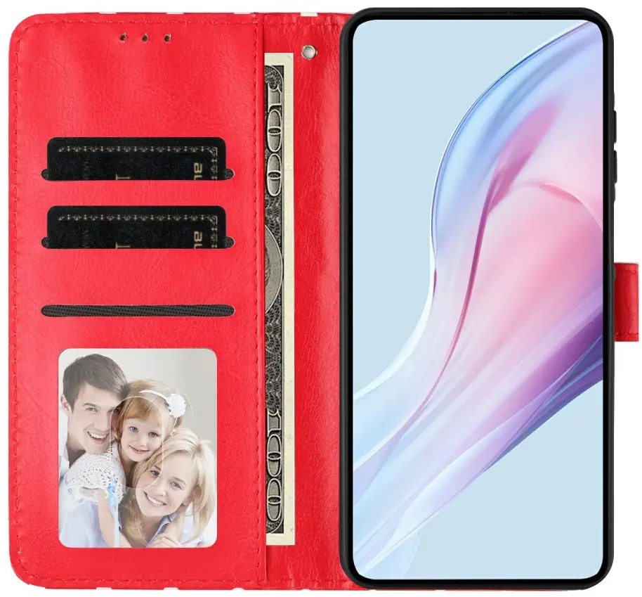 Apple iPhone 17 Hoesje Portemonnee Book Case Polka Dot Rood afbeelding 6