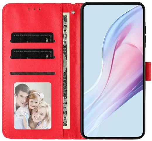 Apple iPhone 17 Hoesje Portemonnee Book Case Polka Dot Rood afbeelding 6