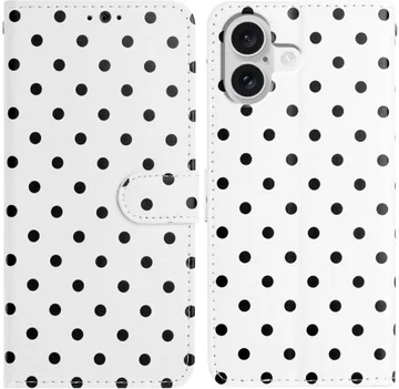 Apple iPhone 17 Hoesje Portemonnee Book Case Polka Dot Wit