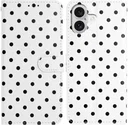 Apple iPhone 17 Hoesje Portemonnee Book Case Polka Dot Wit