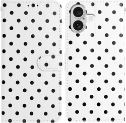 Apple iPhone 17 Hoesje Portemonnee Book Case Polka Dot Wit afbeelding