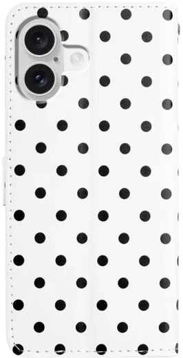 Apple iPhone 17 Hoesje Portemonnee Book Case Polka Dot Wit afbeelding 11