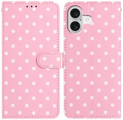 Apple iPhone 17 Hoesje Portemonnee Book Case Polka Dot Roze afbeelding