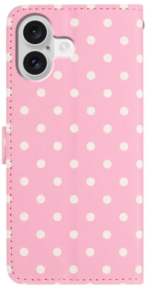 Apple iPhone 17 Hoesje Portemonnee Book Case Polka Dot Roze afbeelding 11