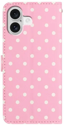 Apple iPhone 17 Hoesje Portemonnee Book Case Polka Dot Roze afbeelding 11