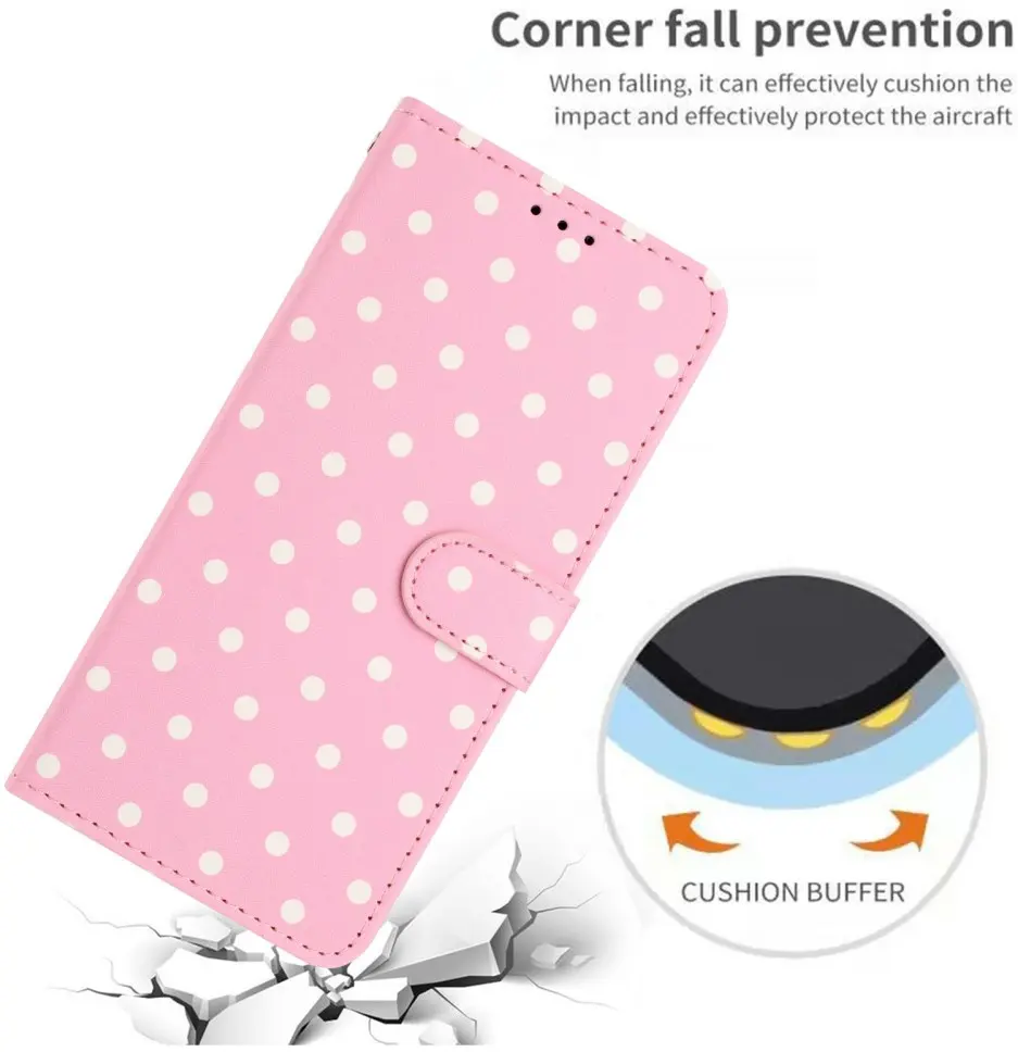 Apple iPhone 17 Hoesje Portemonnee Book Case Polka Dot Roze afbeelding 9