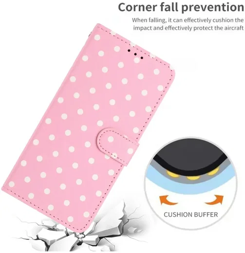 Apple iPhone 17 Hoesje Portemonnee Book Case Polka Dot Roze afbeelding 9